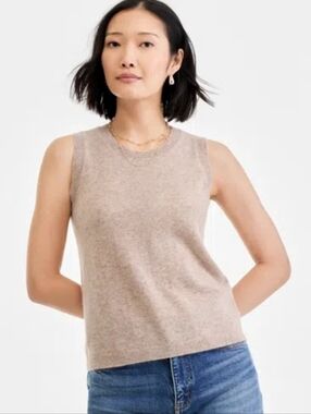 Charter Club Luxury Cashmere Sleeveless Crewneck Sweater
